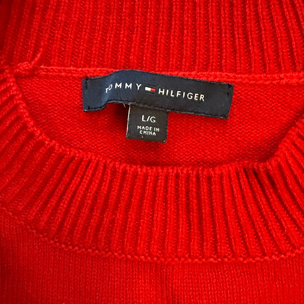 Tommy‎ Hilfiger Women's Red Fair Isle Sweater Large Winter Holiday - Picture 4 of 8
